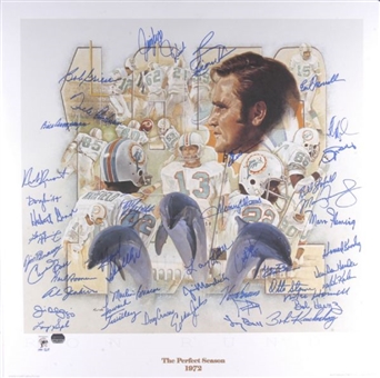 Miami Dolphins 1972 Team Signed 35th Anniversary 24"x24" Lithograph